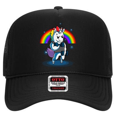 Gym Unicorn Weightlifting High Crown Mesh Back Trucker Hat