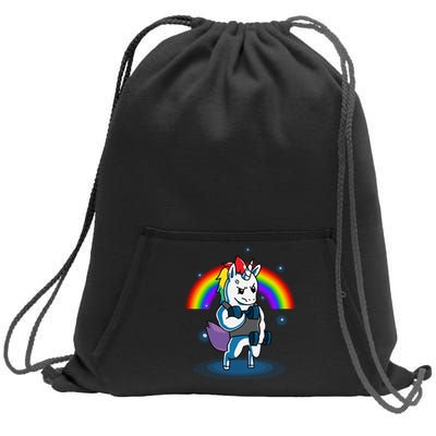 Gym Unicorn Weightlifting Sweatshirt Cinch Pack Bag