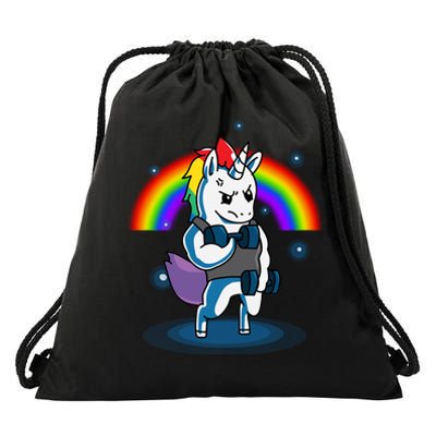 Gym Unicorn Weightlifting Drawstring Bag