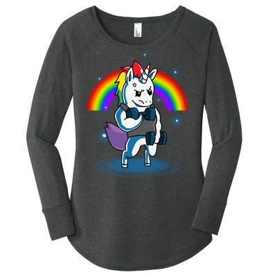 Gym Unicorn Weightlifting Women's Perfect Tri Tunic Long Sleeve Shirt