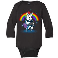 Gym Unicorn Weightlifting Baby Long Sleeve Bodysuit