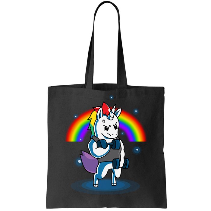 Gym Unicorn Weightlifting Tote Bag