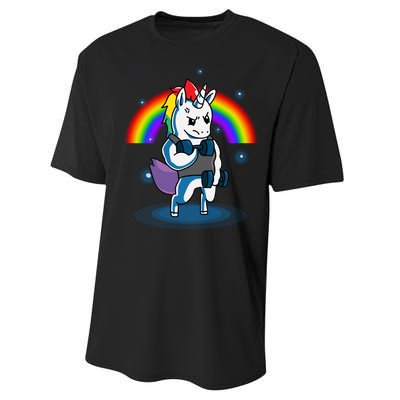 Gym Unicorn Weightlifting Performance Sprint T-Shirt