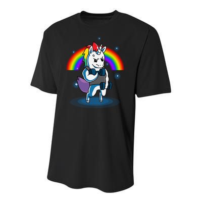 Gym Unicorn Weightlifting Youth Performance Sprint T-Shirt