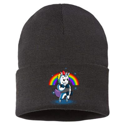 Gym Unicorn Weightlifting Sustainable Knit Beanie