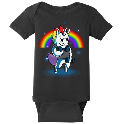 Gym Unicorn Weightlifting Baby Bodysuit