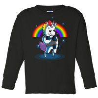 Gym Unicorn Weightlifting Toddler Long Sleeve Shirt