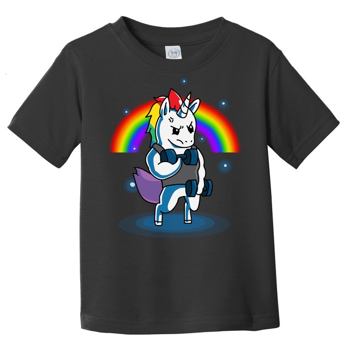 Gym Unicorn Weightlifting Toddler T-Shirt