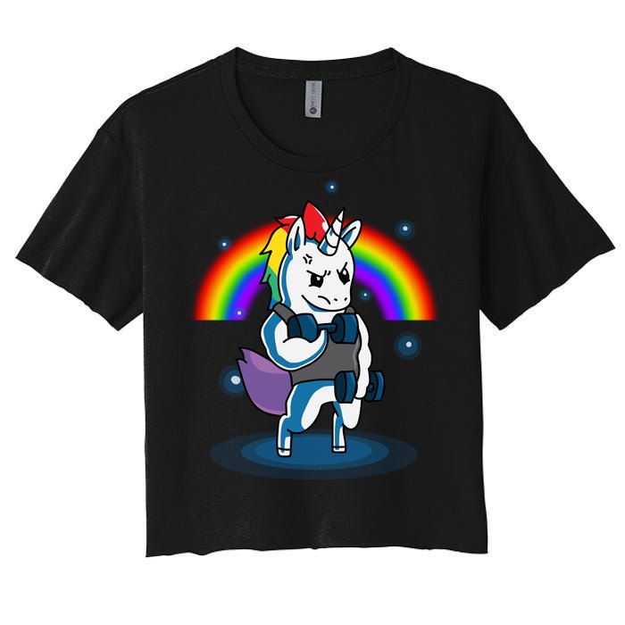 Gym Unicorn Weightlifting Women's Crop Top Tee