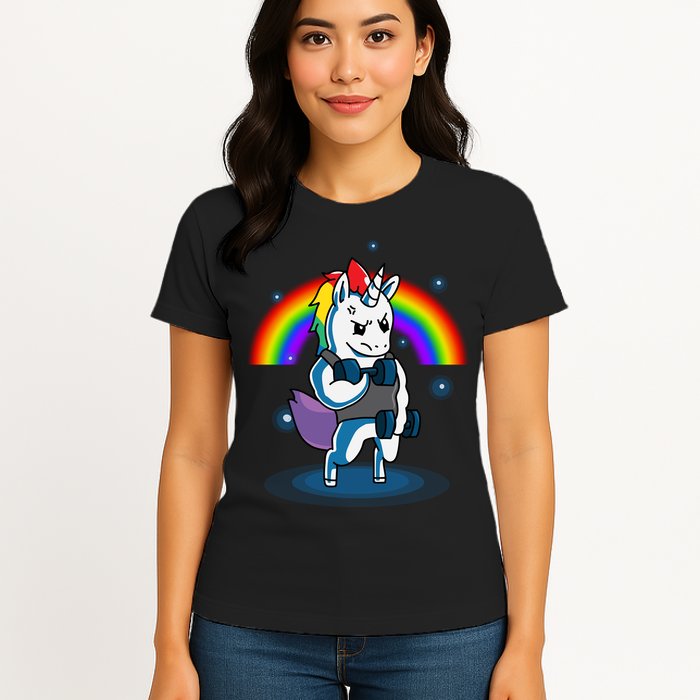 Gym Unicorn Weightlifting Womens T-Shirt