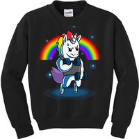 Gym Unicorn Weightlifting Kids Sweatshirt