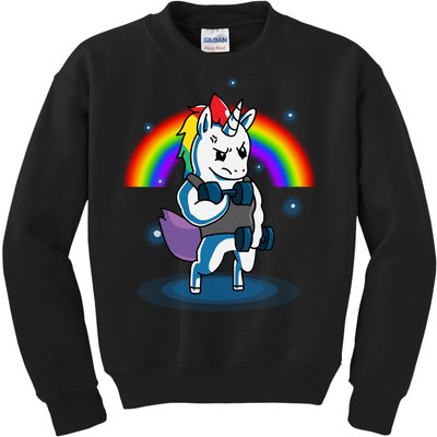 Gym Unicorn Weightlifting Kids Sweatshirt