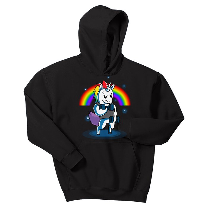 Gym Unicorn Weightlifting Kids Hoodie