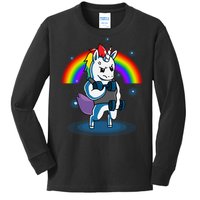 Gym Unicorn Weightlifting Kids Long Sleeve Shirt