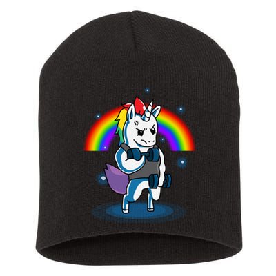 Gym Unicorn Weightlifting Short Acrylic Beanie