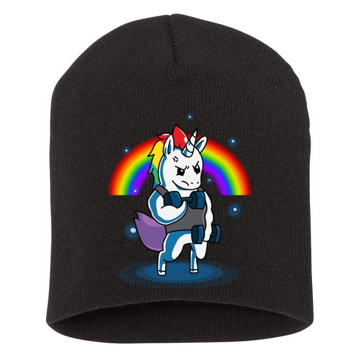 Gym Unicorn Weightlifting Short Acrylic Beanie