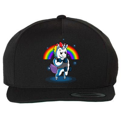 Gym Unicorn Weightlifting Wool Snapback Cap