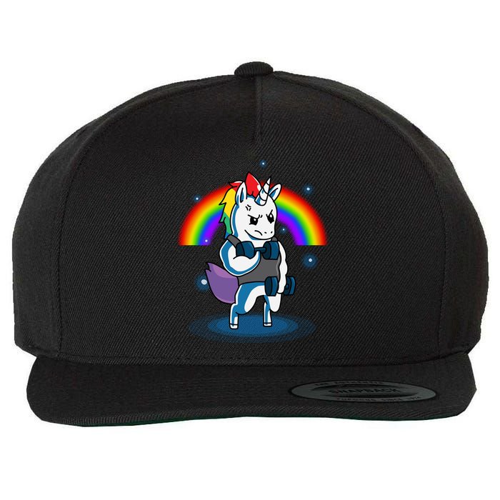 Gym Unicorn Weightlifting Wool Snapback Cap