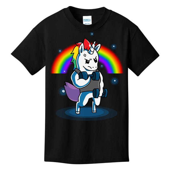 Gym Unicorn Weightlifting Kids T-Shirt