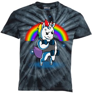 Gym Unicorn Weightlifting Kids Tie-Dye T-Shirt