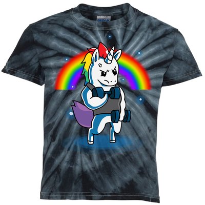 Gym Unicorn Weightlifting Kids Tie-Dye T-Shirt