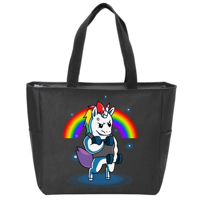 Gym Unicorn Weightlifting Zip Tote Bag