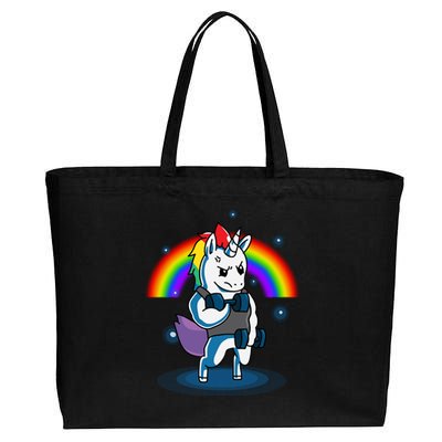 Gym Unicorn Weightlifting Cotton Canvas Jumbo Tote