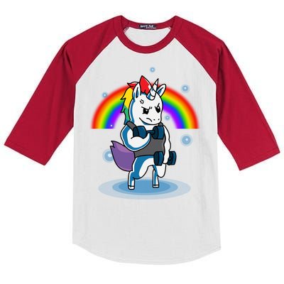 Gym Unicorn Weightlifting Kids Colorblock Raglan Jersey