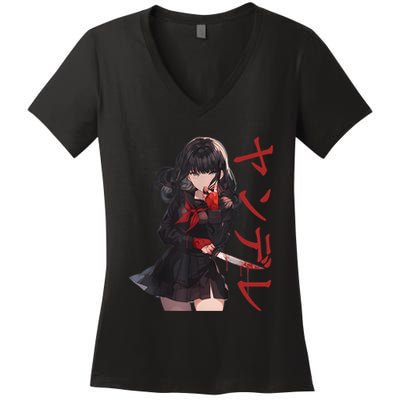 Gesugao Yandere Manga Anime Girl Character Women's V-Neck T-Shirt