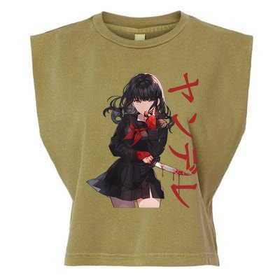 Gesugao Yandere Manga Anime Girl Character Garment-Dyed Women's Muscle Tee