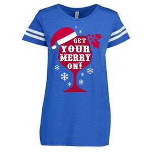 Get Your Merry On Christmas Gift Snowflake Holiday Enza Ladies Jersey Football T-Shirt