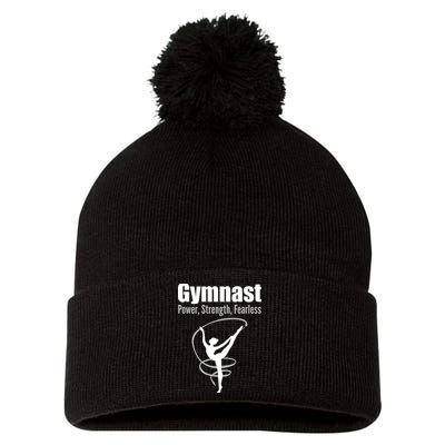 Gymnast Power Strength Fearless Rhythmic Gymnastics Pom Pom 12in Knit Beanie