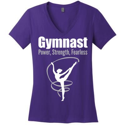 Gymnast Power Strength Fearless Rhythmic Gymnastics Women's V-Neck T-Shirt