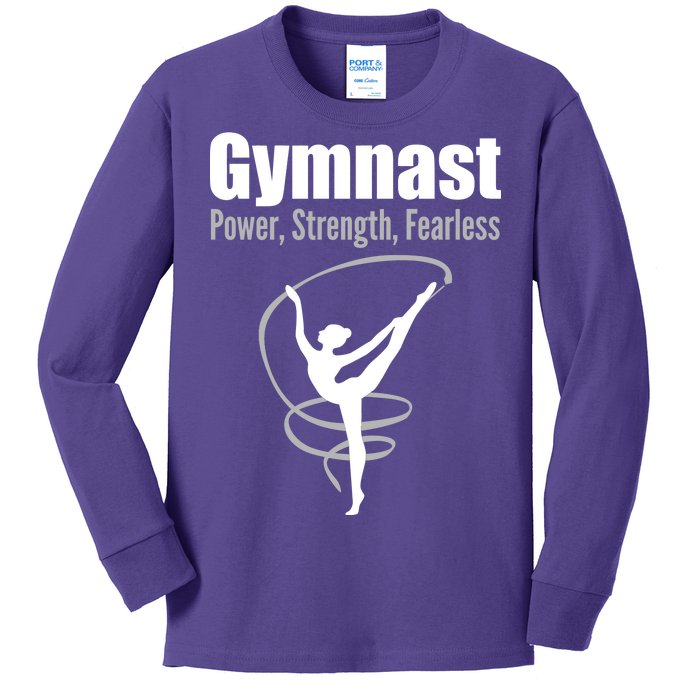 Gymnast Power Strength Fearless Rhythmic Gymnastics Kids Long Sleeve Shirt