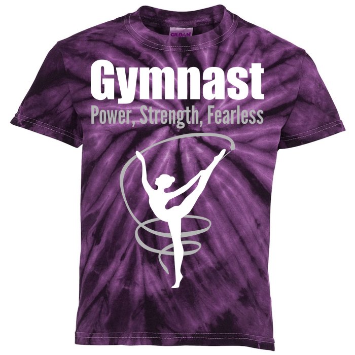 Gymnast Power Strength Fearless Rhythmic Gymnastics Kids Tie-Dye T-Shirt