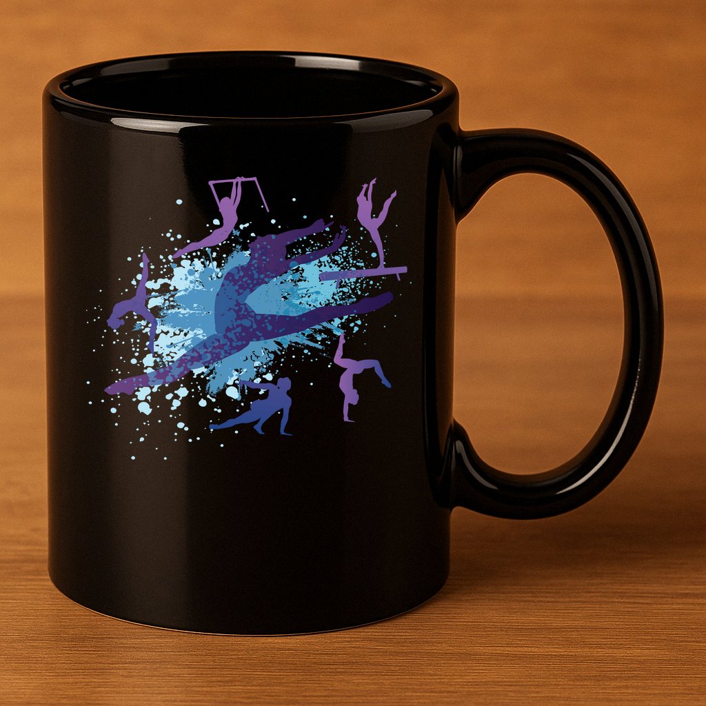 Gymnast Silhouettes  11oz C Handle Ceramic Mug