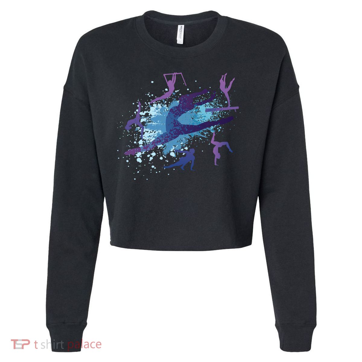Gymnast Silhouettes  Cropped Pullover Crew