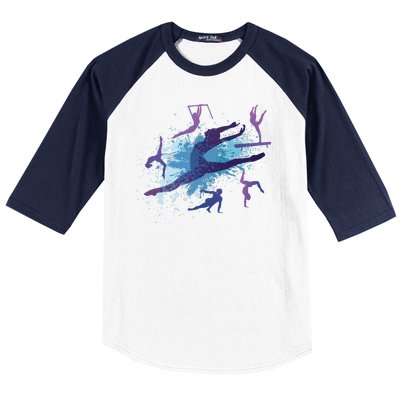 Gymnast Silhouettes  Baseball Sleeve Shirt