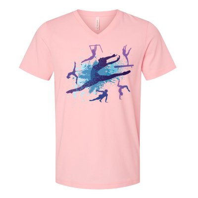 Gymnast Silhouettes  V-Neck T-Shirt