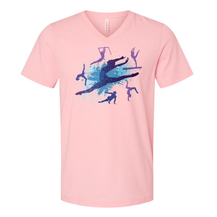 Gymnast Silhouettes  V-Neck T-Shirt