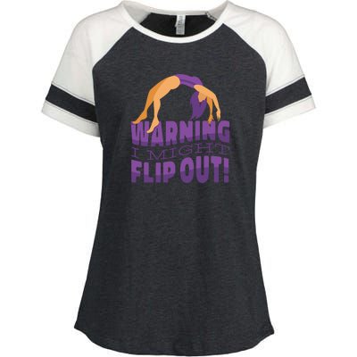 Gymnast Warning Enza Ladies Jersey Colorblock Tee