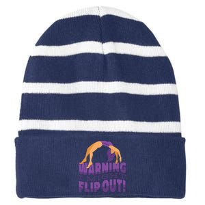 Gymnast Warning Striped Beanie with Solid Band