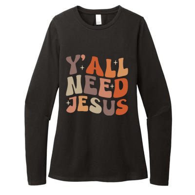 Groovy Yall Need Jesus Fall Vibe Autumn Season Thanksgiving Womens CVC Long Sleeve Shirt