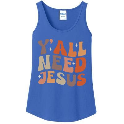 Groovy Yall Need Jesus Fall Vibe Autumn Season Thanksgiving Ladies Essential Tank