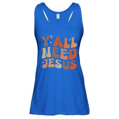 Groovy Yall Need Jesus Fall Vibe Autumn Season Thanksgiving Ladies Essential Flowy Tank