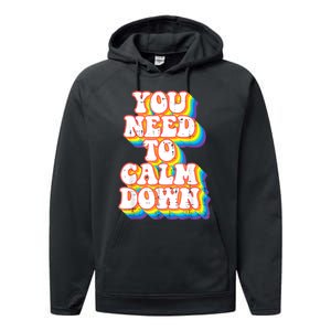 Gay You Need To Calm Down Rainbow Pride Flag Lgbtq Performance Fleece Hoodie