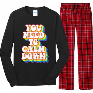 Gay You Need To Calm Down Rainbow Pride Flag Lgbtq Long Sleeve Pajama Set