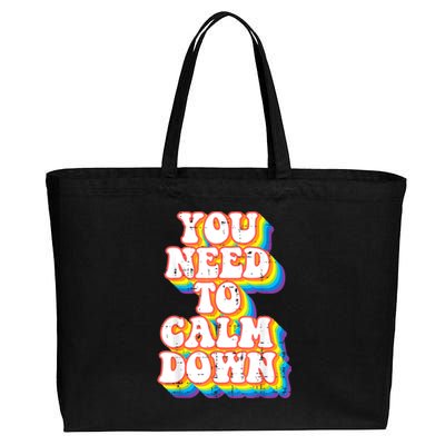 Gay You Need To Calm Down Rainbow Pride Flag Lgbtq Cotton Canvas Jumbo Tote