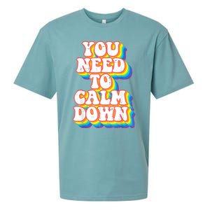 Gay You Need To Calm Down Rainbow Pride Flag Lgbtq Sueded Cloud Jersey T-Shirt