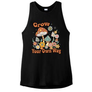 Grow Your Own Way Groovy Mushroom Hippie Flower Ladies PosiCharge Tri-Blend Wicking Tank